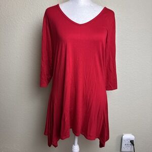 Anthony Originals Women's Top NWT Red Size M‎ 3/4 Sleeves Tunic Stretch